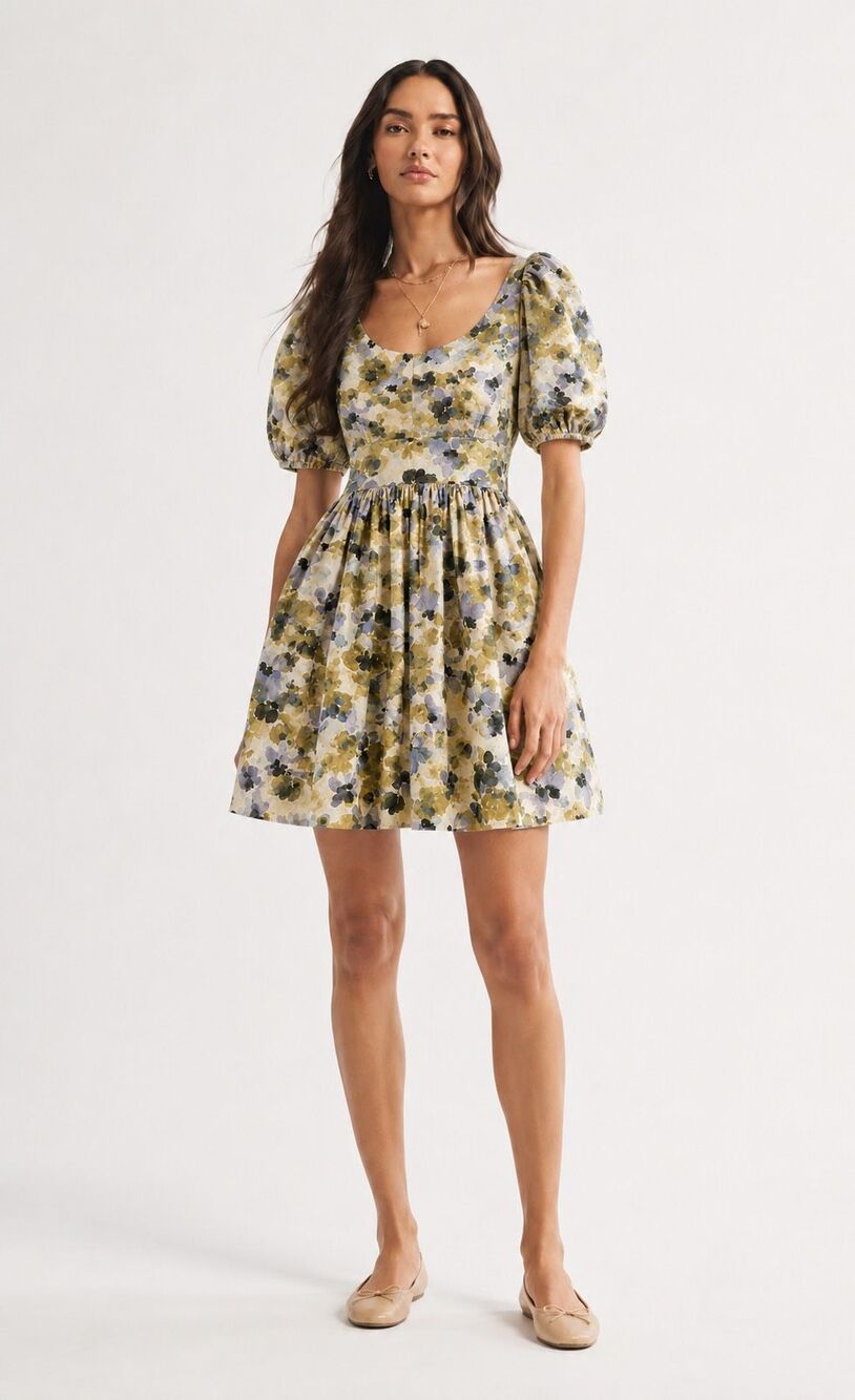 NWT Abercrombie & Fitch Floral Puff Sleeve Mini Dress, Small $90